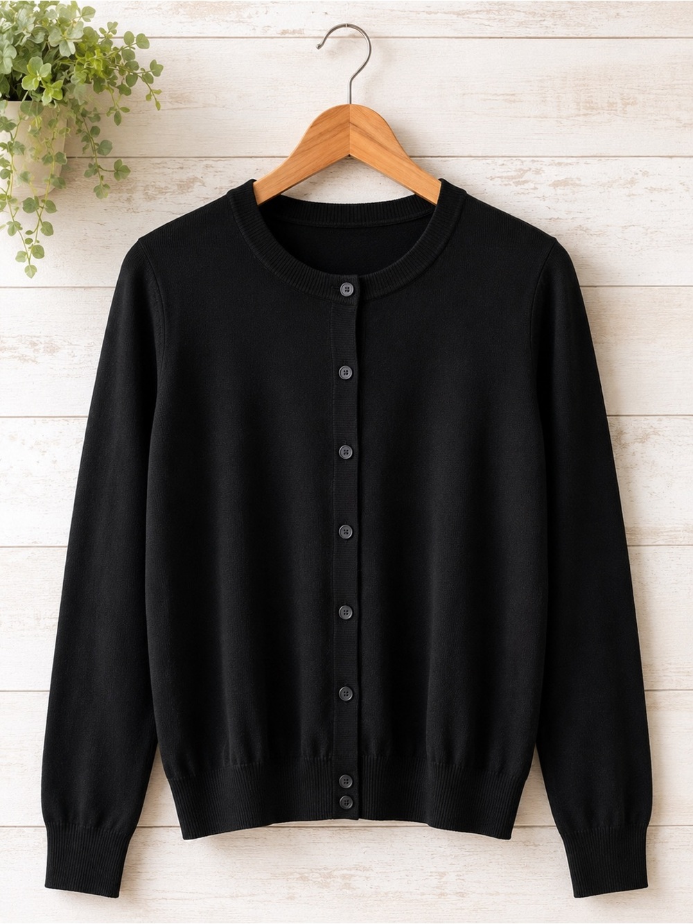 Black Button Front Cardigan Sweater Lightweight Stretch Knit Size M NWOT